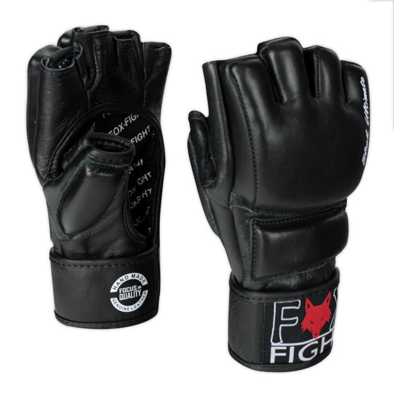 FOX-FIGHT BLACK ULTIMATE MMA Handschuhe aus echtem Leder L - schwarz