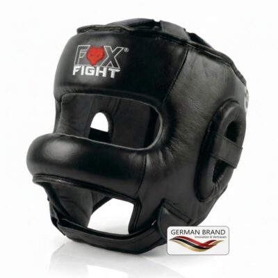 FOX-FIGHT Kopfschutz mit Bügel Nasenschutz aus echtem Leder
