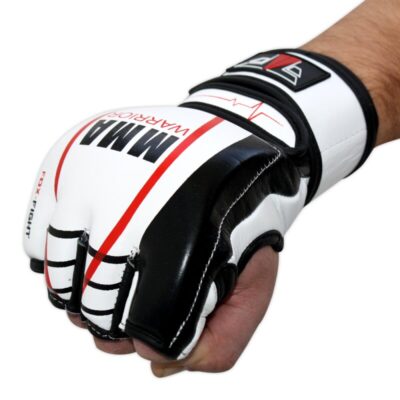 FOX-FIGHT WARRIOR MMA Handschuhe aus echtem Leder M - weiss / rot