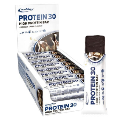 IronMaxx Protein 30 High Protein Bar - 24 x 35g Riegel im Karton (MHD-Ware) Cookies & Cream (MHD: 30/06/2026)