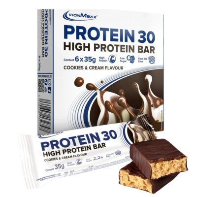 IronMaxx Protein 30 High Protein Bar (Multipack) - 6 x 35g Riegel im Karton (MHD-Ware) Cookies & Cream (MHD: 31/05/2026)