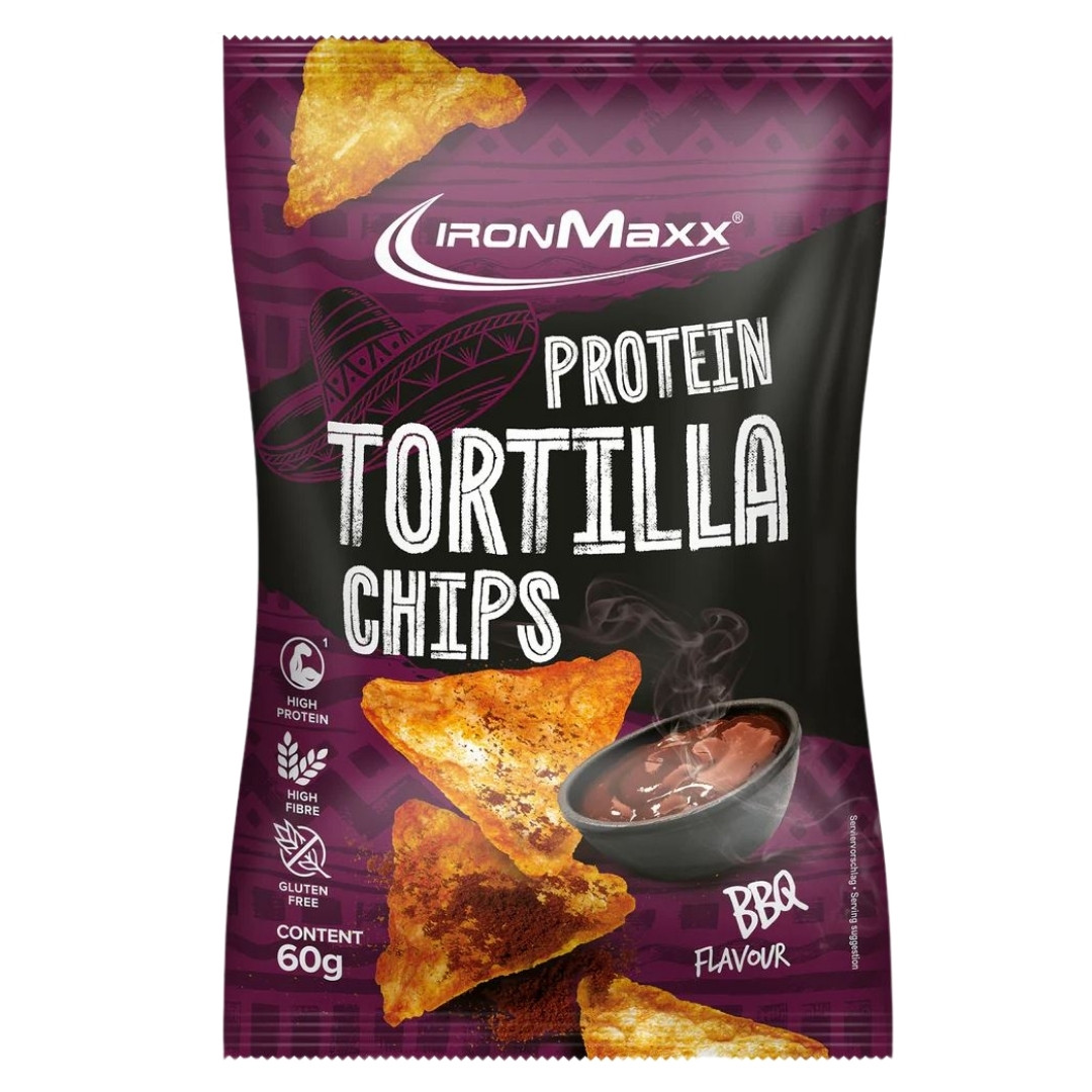 IronMaxx Protein Tortilla Chips 2.0 - 1 x 60g (MHD-Ware) BBQ (MHD: 30/06/2026)
