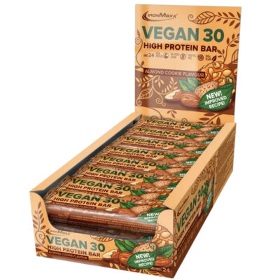 IronMaxx Vegan 30 High Protein Bar - 24 x 35g Riegel im Karton Almond Cookie (MHD: 30/04/2026)