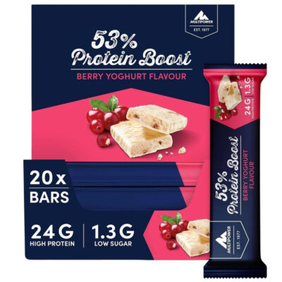 Multipower 53% Protein Boost - 20x45g im Karton (MHD-Ware) Berry Yoghurt (MHD: 30/08/2026)