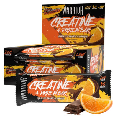 Warrior Creatine + Protein Bar - 12x75g Riegel im Karton (MHD-Ware) Chocolate Orange (MHD: 30/08/2026)